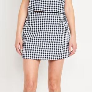 Old Navy - Linen Navy and White Gingham Mini Skirt Skort